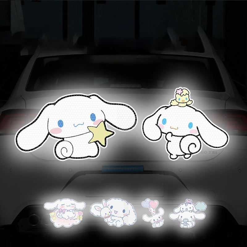 Sanrio Cinnamoroll Reflective Car Door Sticker Motorcycle Decoration Sticker Automobile Trunk Reflective Warning Safety Tape