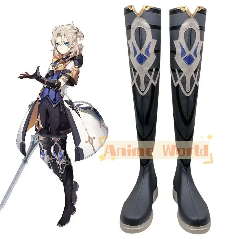 

Genshin Impact Albedo Черные туфли Сапоги для косплея Хэллоуин Карнавальные сапоги на заказ