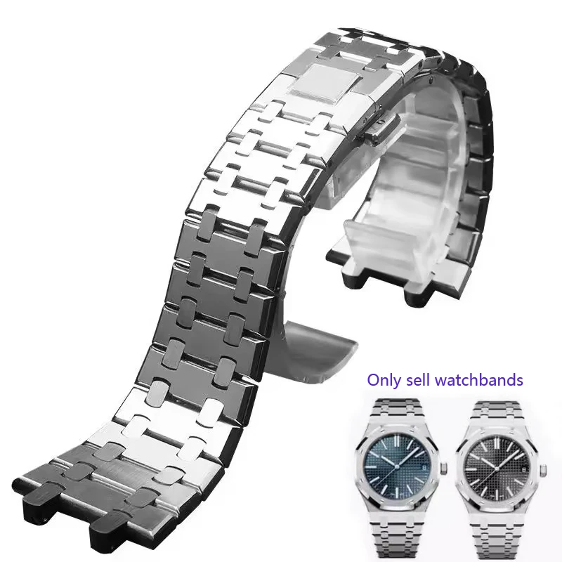 28 مللي متر 26 مللي متر الفضة 316L سوار الفولاذ المقاوم للصدأ ل AP 15400 أوديمارس بيجيه رويال أوك حزام الرجال الساعات