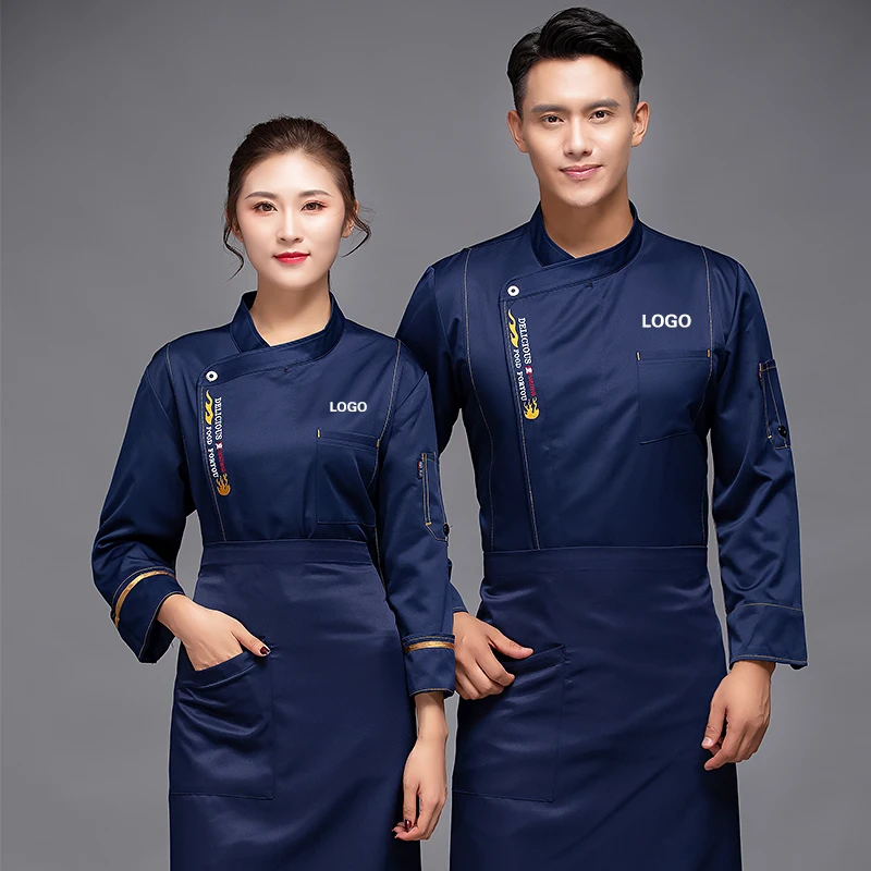 Chef uniforme para homem mulher com logotipo restaurante personalizado cozinhar roupas camisa mangas jaqueta funciona design superior padrão de impressão