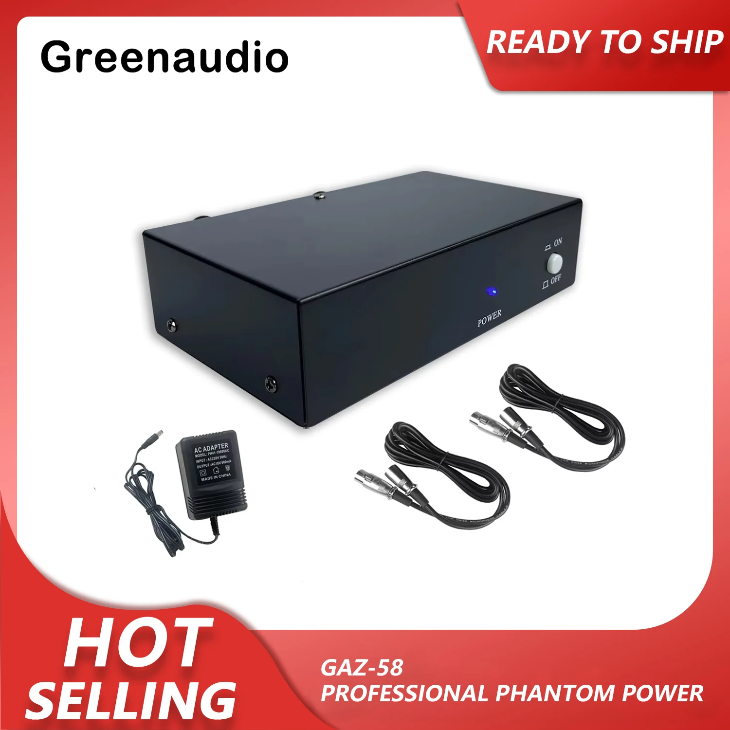 GAZ-58 Professional 48V Dual Mixed Output Phantom Power Supply For Condenser Microphones Music Recording Equipment 110V and 220V