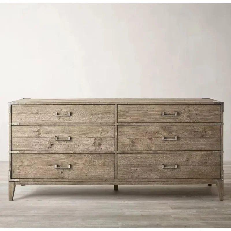 Retro solid wood bedroom furniture, six-drawer cabinets, villa hotel homestay available