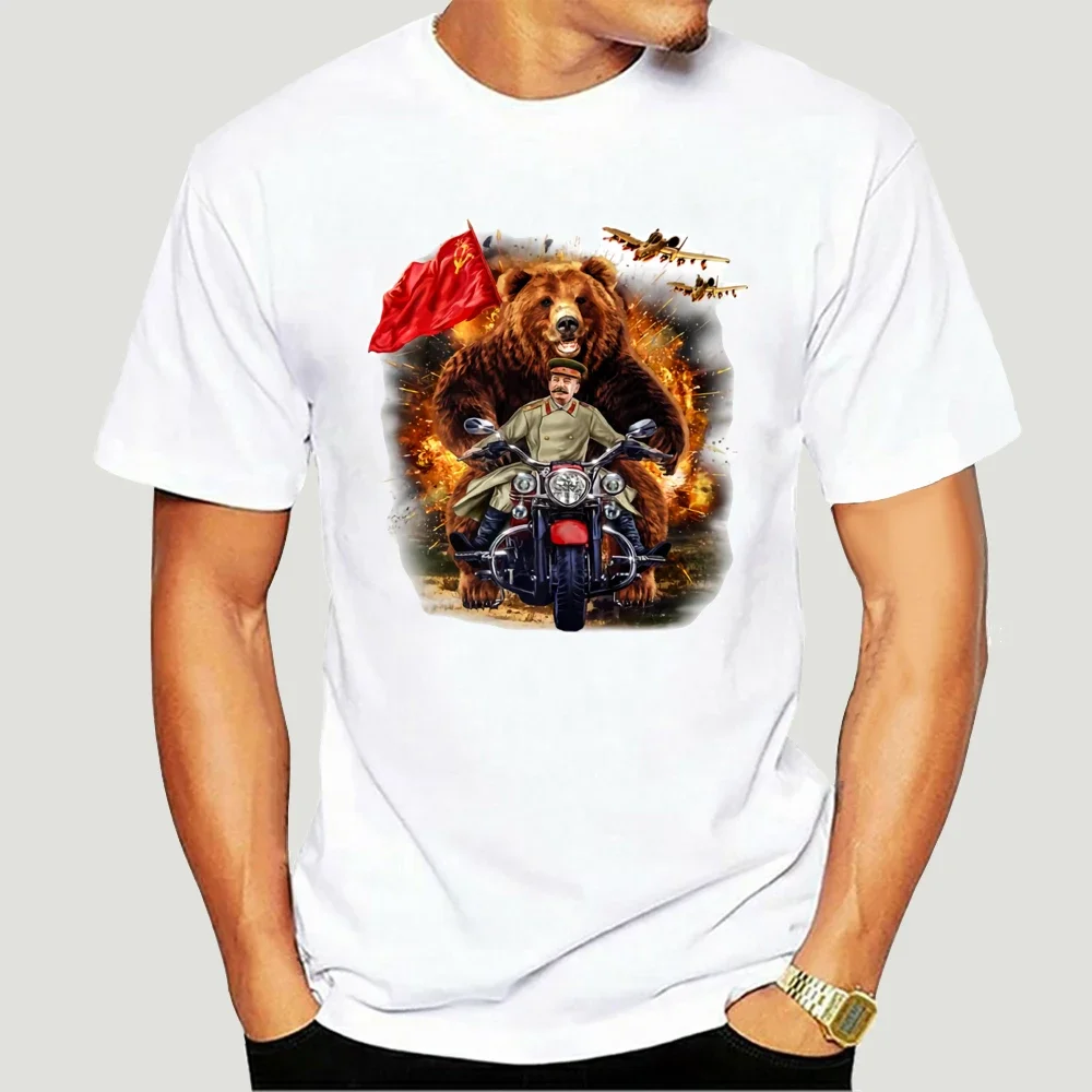 harajuku fashion graphic Grizzly Bear and Soviet Stalin In Epic Battle 2019 Summer Men'S Men High Quality Tees Nerd T  3678X