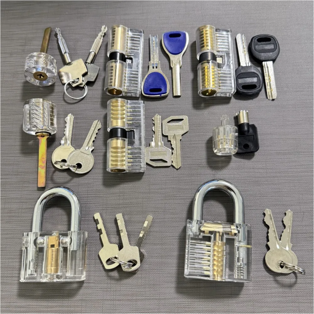9PC Lock Craftsman Practice Locks Tool Single Hook Lock Training Key Extractor Door Opening Tension Wrench Practice View Padlock