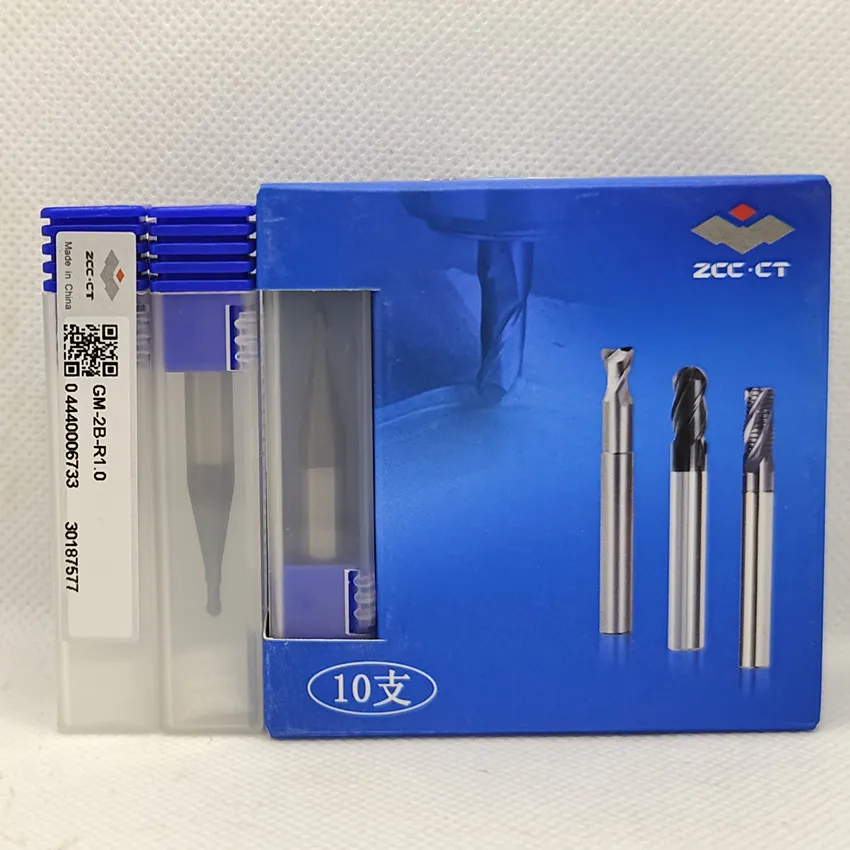 GM-2B-R1.0 ZCC.CT GM-2B Whole alloy tungsten steel ball end mill 2 Flutes Ball End Mills Φ2.0R1.0*6*4*50 2T Ball End Mills