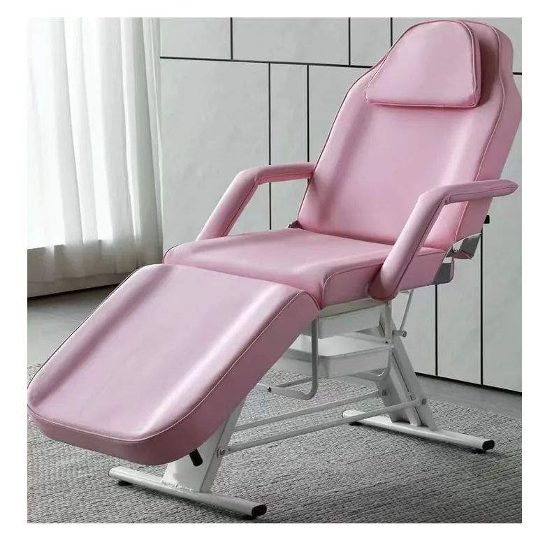 Beautiful Modern Metal Solid Adjustable Head Cosmetic Facial Bed with High-Density Sponge for Salon Beauty Care