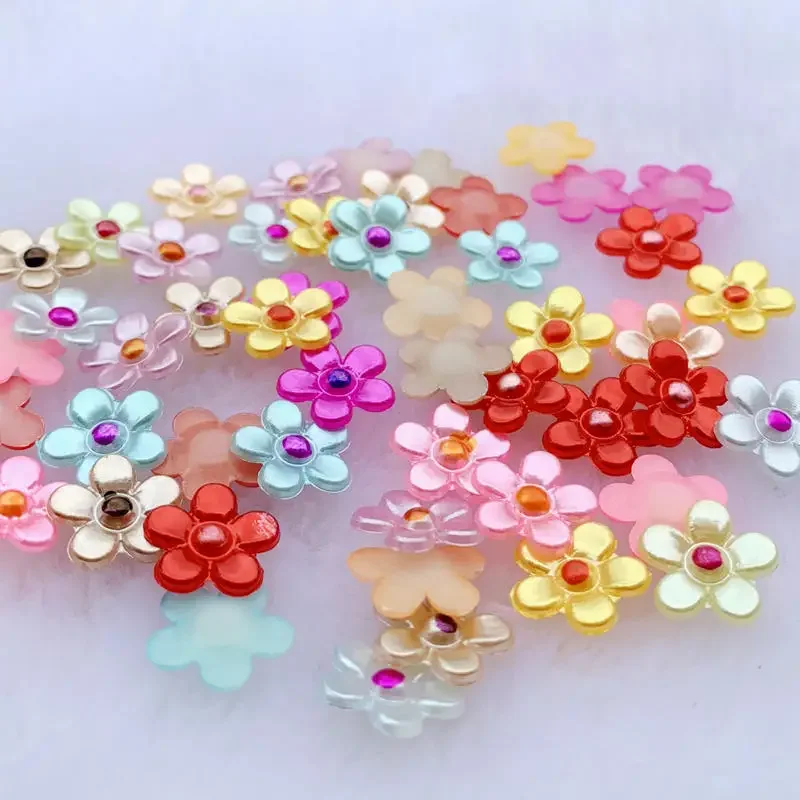 100 pieces/batch 12mm mixed pearl flat back flower scrapbook suitable for jewelry making DIY decoration