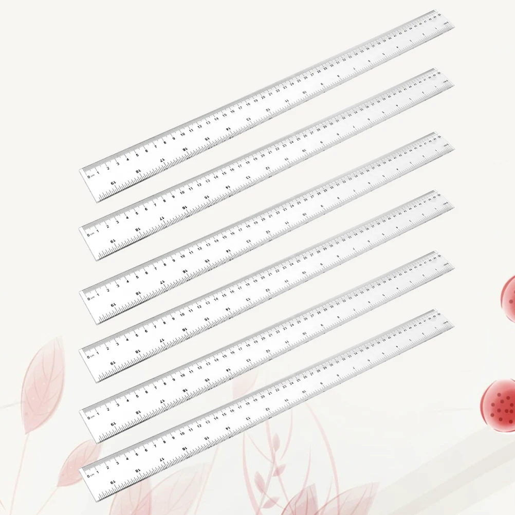 

6pcs Plastic Straight Ruler Transparent Precision Measurement Tool Clear Scale for Student School 50cm