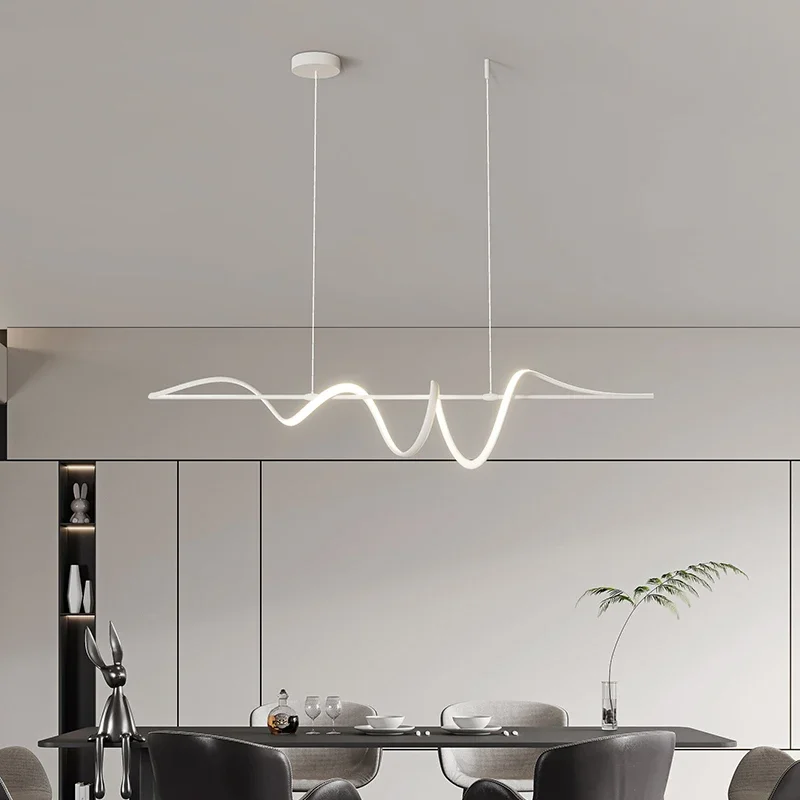 Imagem -02 - Minimalista Nordic Led Pendant Light Cromo Lustre Preto Lâmpada Pendurada para Sala de Jantar Cozinha Decoração do Restaurante 120cm