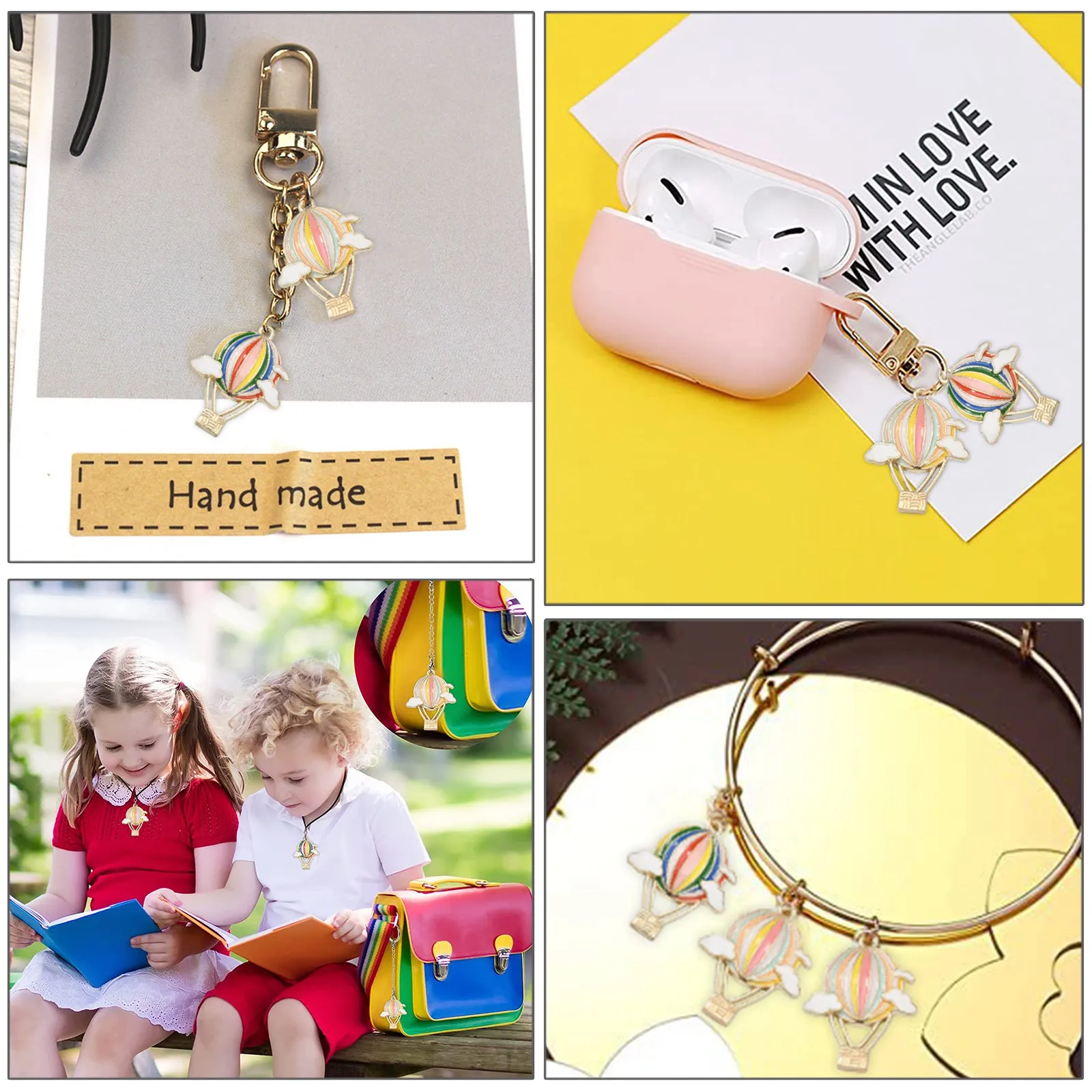 PandaHall 20 Stück 2 Stile Emaille Reise-Heißluftballon-Anhänger für Schmuckherstellung Zubehör Armband Halskette DIY – Detail 6