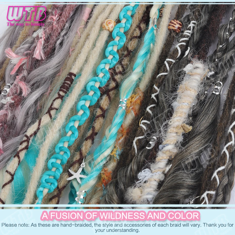 Messy Braided Wig Synthetic Wig Tie Style Dreadlock Braided Ponytail Wig Suitable for Women to Wear During Holidays and Events