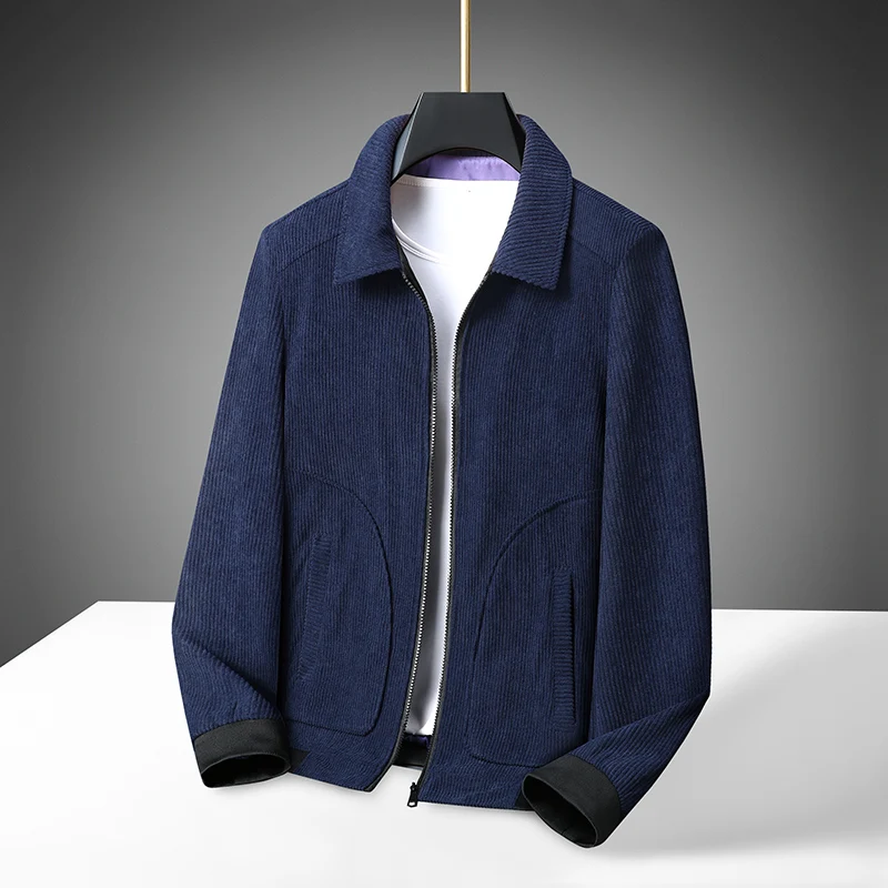 Men\'s High-Quality Corduroy Jacket plus Size Lapel Thick Autumn Winter Warm Casual Gown for Older Generations