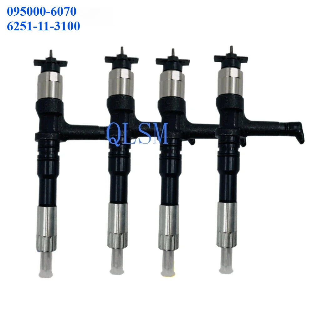 

4X 095000-6070 Diesel Injector for Denso 6251-11-3100 Komatsu 6D125 PC400-8-