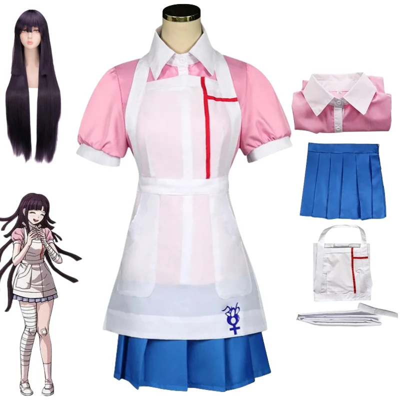 Mikan Tsumiki kostium cosplayowy Anime Danganronpa Mikan Tsumiki Cosplay strój pielęgniarki Cafe pokojówka mundur Halloween dla kobiet