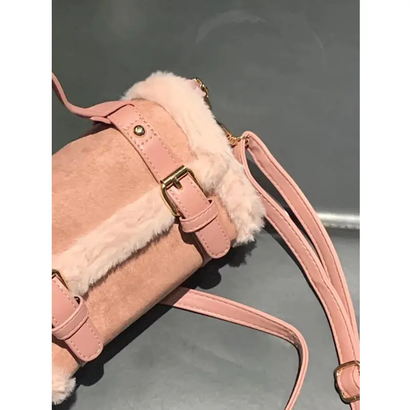 JIAERDI Plush Pink Square Y2k Bags Women New Fairycore Aesthetic Handle Messenger Bag Purse Female Vintage Casual Crossbody Bags