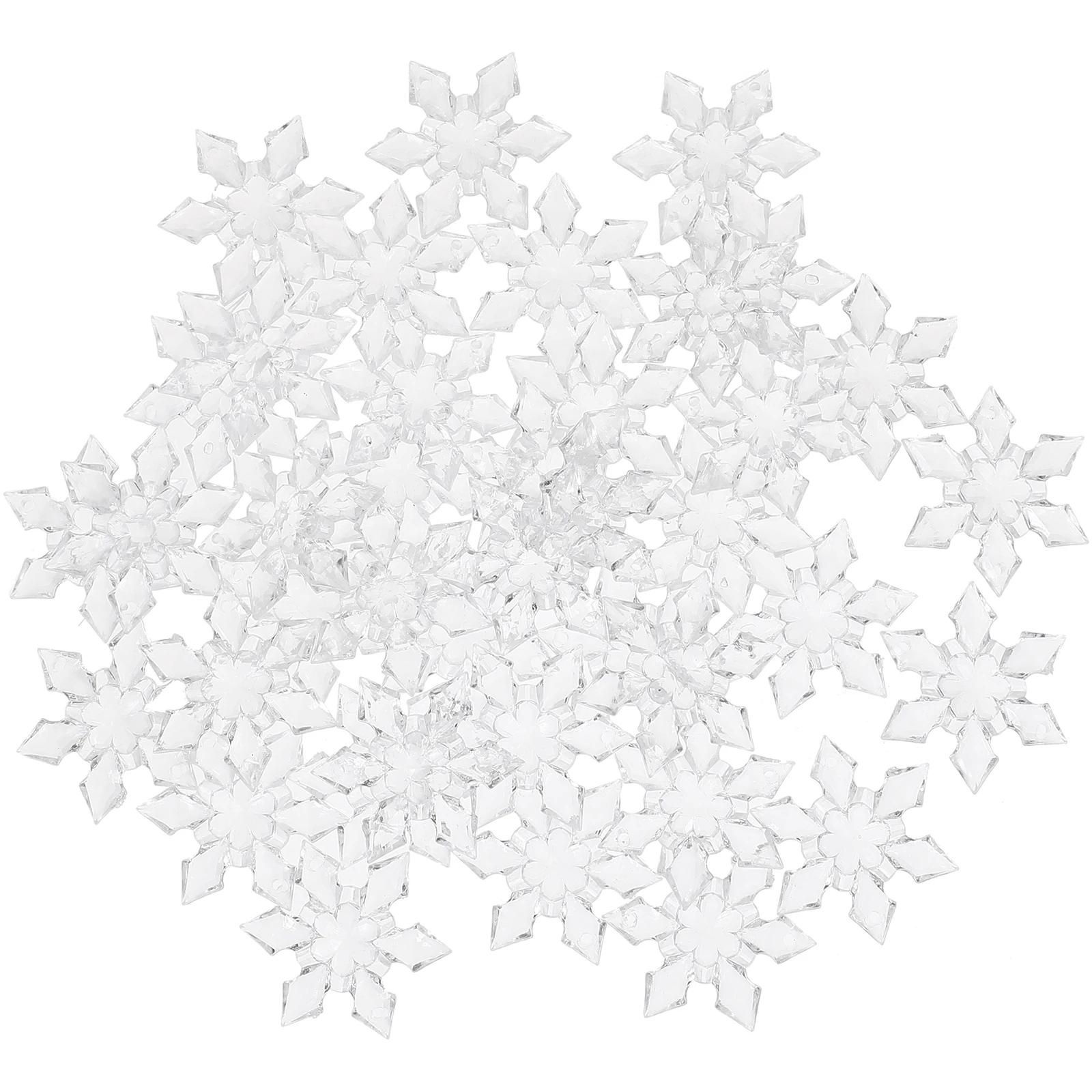 

50pcs Snowflake Pendant Crystal naments 3.6cm Medium Transparent White Xmas Tree Decor Party Supplies Hanging Decorations