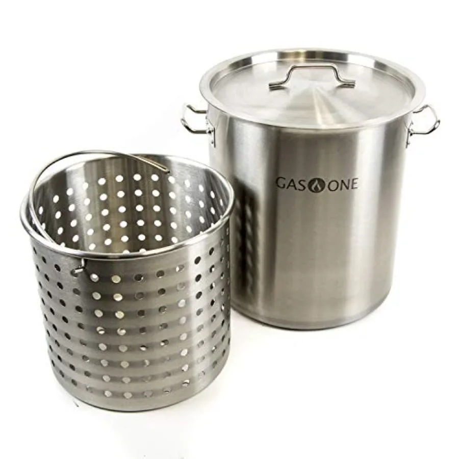 

32 Quart All Purpose Fryer Pot with Stainless Steel Tri-Ply Bottom for Deep Frying Steaming Boiling - Includes Removable Basket