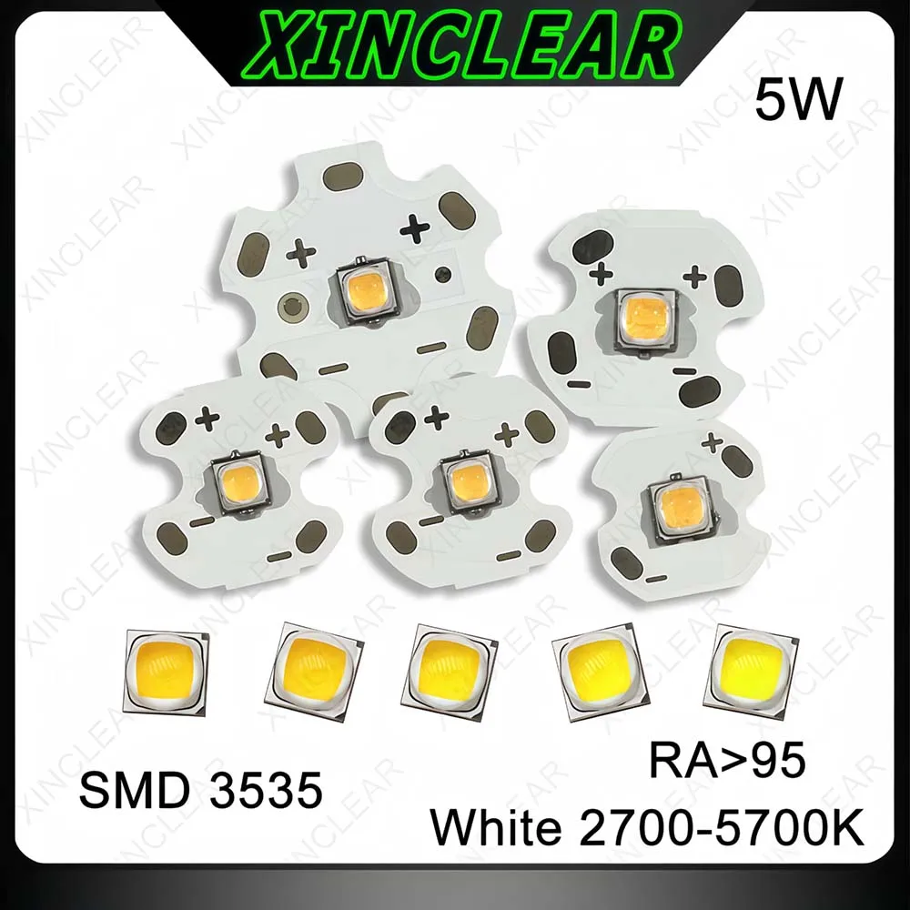 High CRI RA95 5W LED Light Beads White 3000K 3500K 4000K 6500K SMD 3535 Chips With PCB Board For Flashlight Headlight Car Light