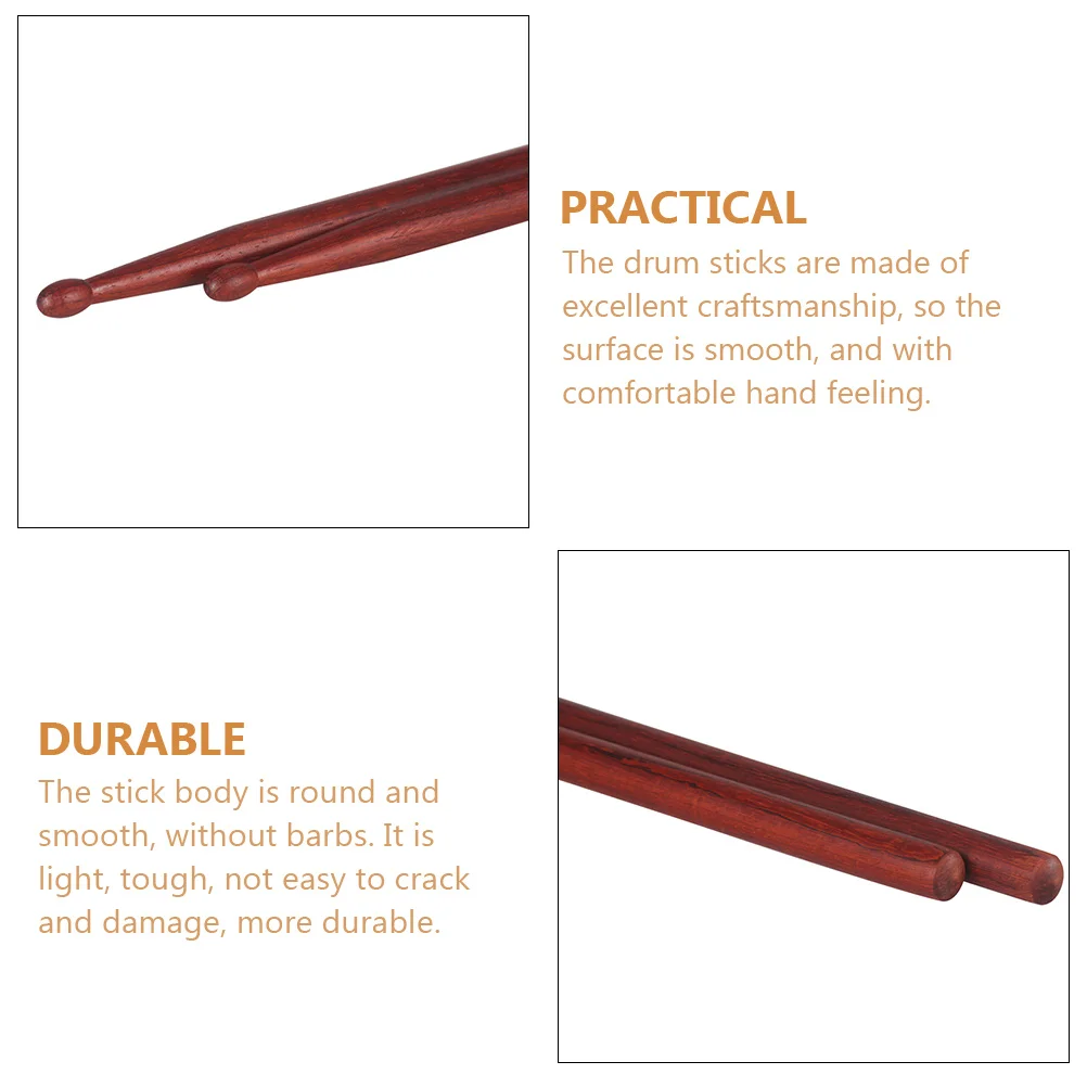 

1 Pair Wooden Drum Sticks Rosewood Durable Stage Drumstick Smooth Surface Light Tough Long Lasting Percussion Stick Gift For