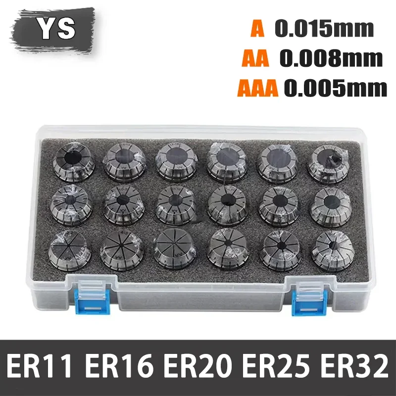 1Set ER11 ER16 ER20 ER25 ER32 ER40 Spring Collet UP High Precision 0.005mm CNC Milling Tool Holder Engraving Machine Lathe