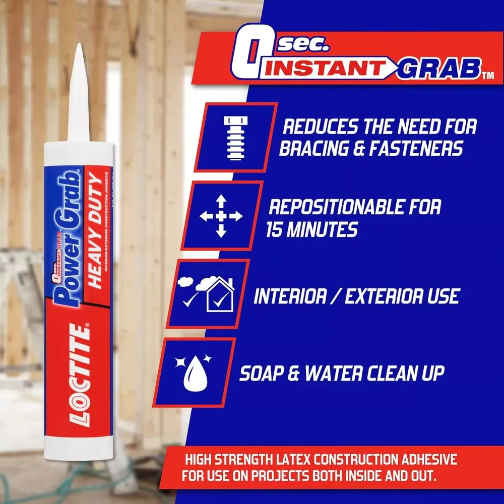 لاصق بناء عالي التحمل، خرطوشة 9 أونصة سائلة - غراء متعدد الاستخدامات للخشب والبلاط والألواح الرغوية والمزيد #4