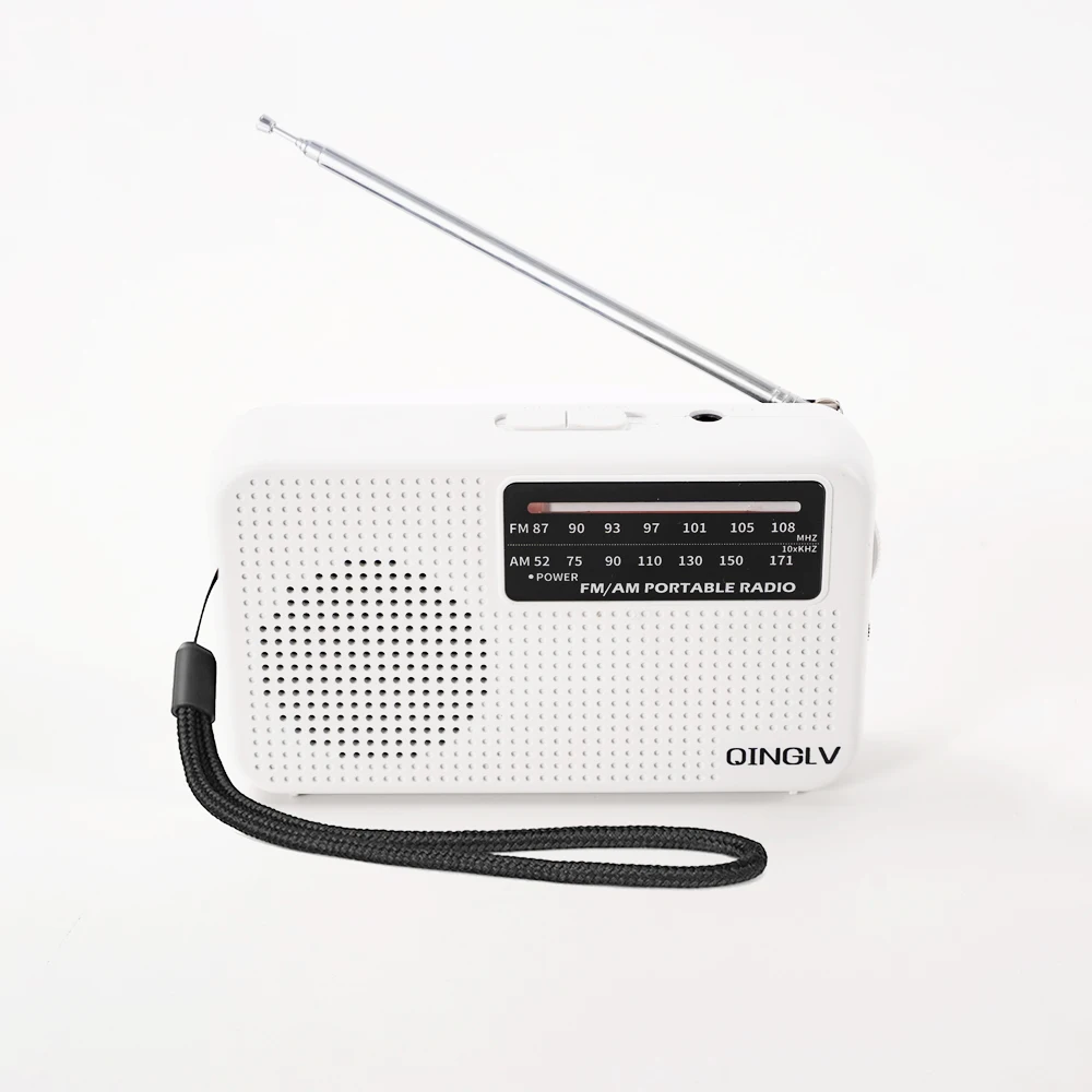 Portable AM/FM Emergency Radio Battery Powered Telescopic Antenna Headphone Jack for Indoor Outdoor Camping Survival Home Use