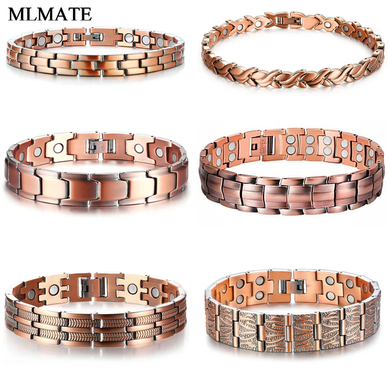 Men Women Elegant Pure Copper Energy Germanium Magnetic Therapy Link Bracelet Pain Relief for Arthritis Carpal Tunnel DropShip