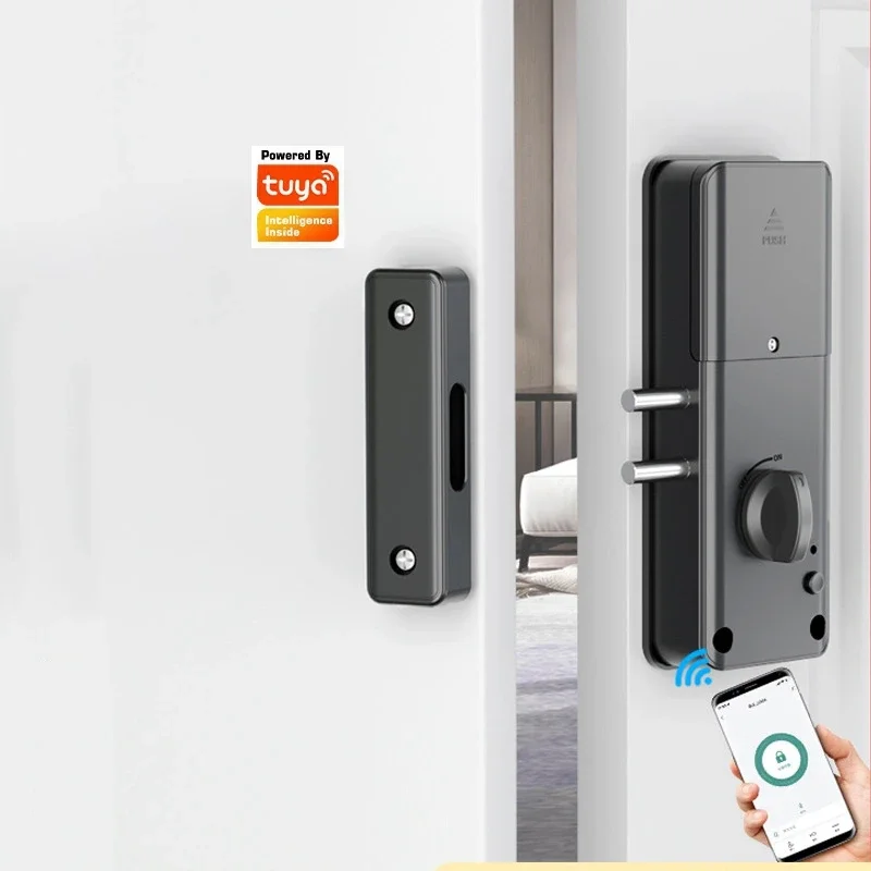 Bluetooth Electronic Door Lock Smartlock Tuya APP Remote Control IC Card Motor Lock Invisible Keyless No Drill Hole Installation