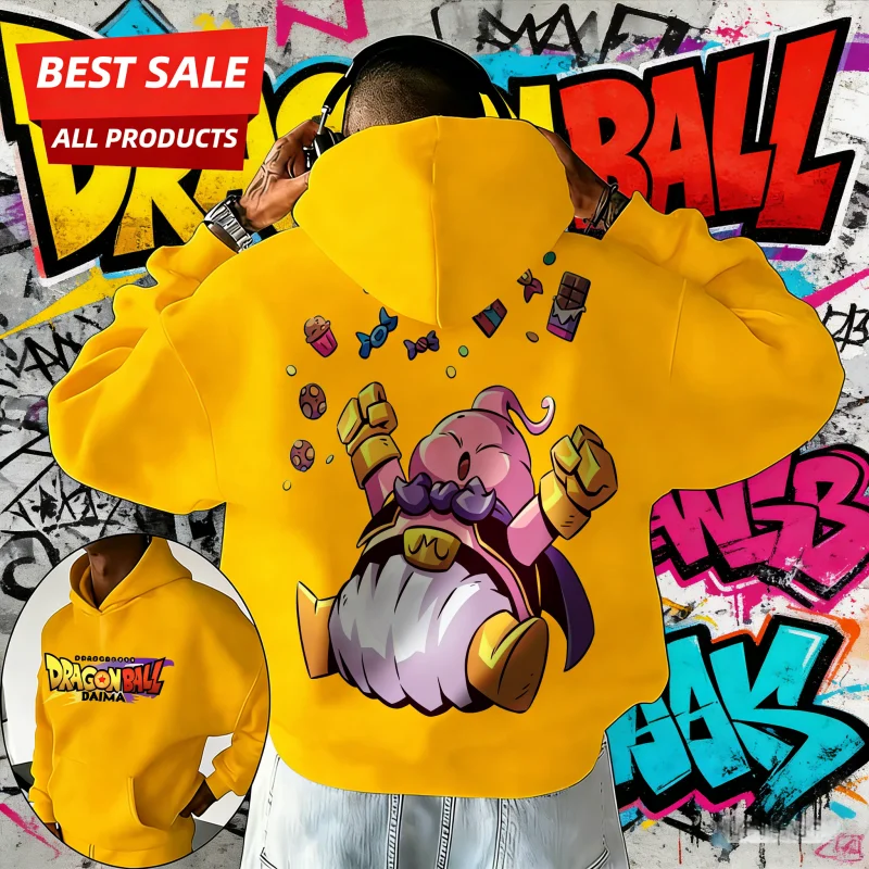 2026 Herbst Winter Dragon Ball DAIMA Buu Baumwolle Bedruckter Retro-Hoodie Übergroßer Unisex-Pullover für DB-Fans Streetwear Unisex