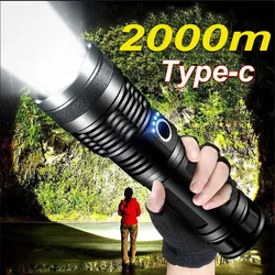 Strong LED Flashlight USB Rechargeable Powerful Tactical Torch Lamp Super Long Range Flash Light Outdoor Fishing