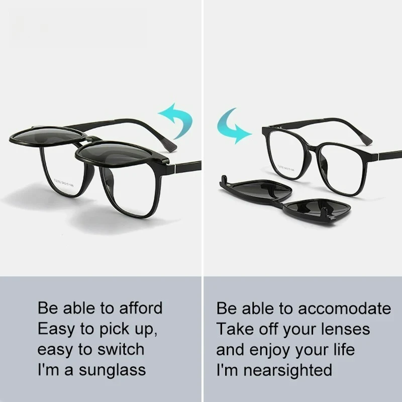 EYORA Flip-Up Polarized Magnetic Clip-On Night Vision Anti Blue Light Reading Glasses Myopia Eyewear Progressive Eyewear Lens