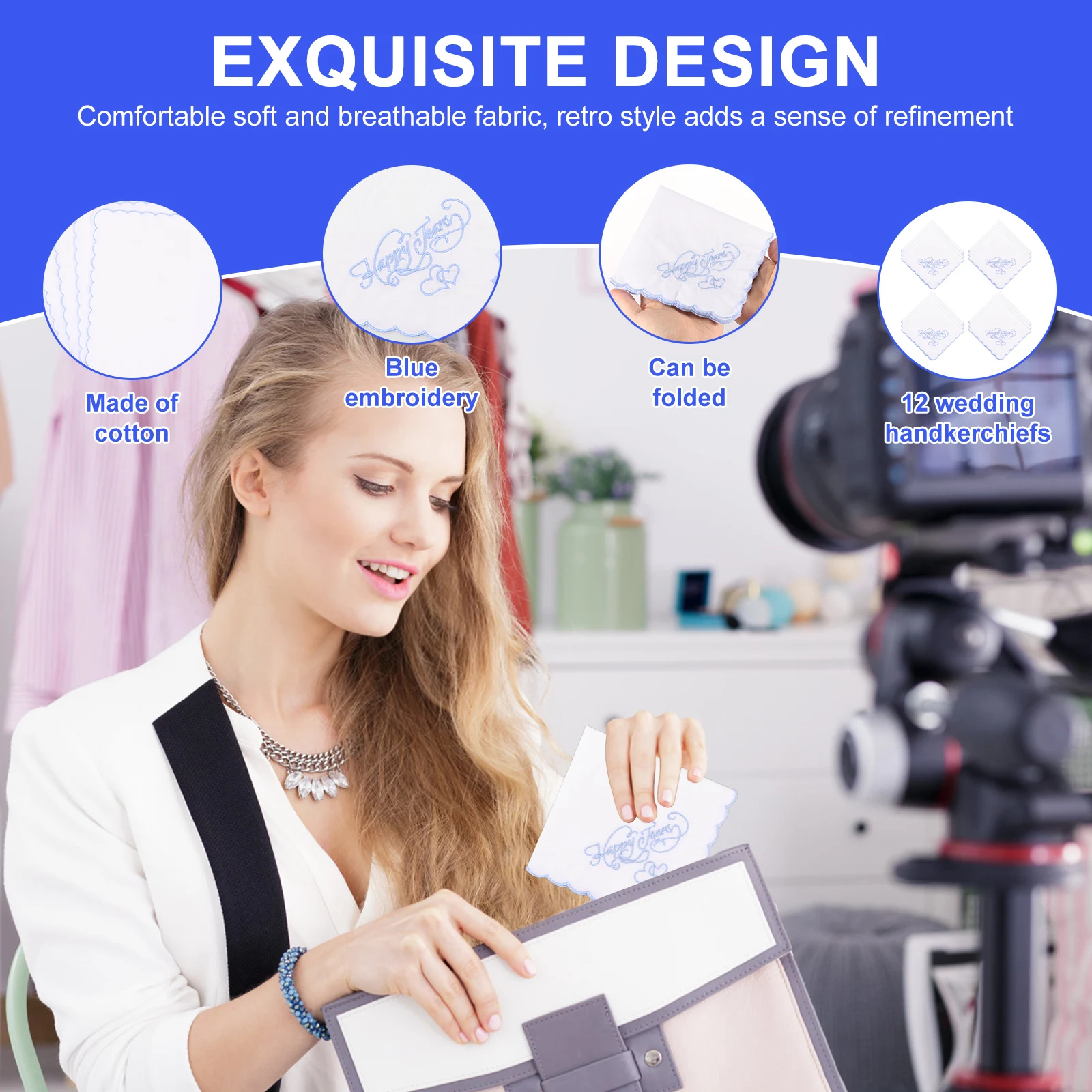 12 قطعة منديل قطني مطرز 28x28 سنتيمتر المحمولة الزفاف وشاح مربع لينة مريحة الزفاف منديل للحزب #4