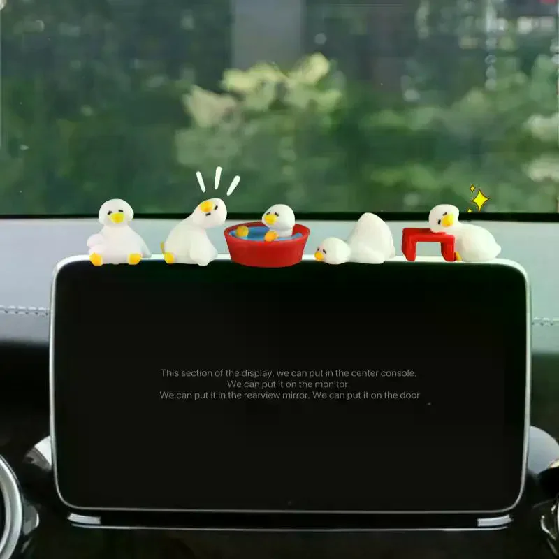 Cute Mini Duck Figurines Car Dashboard Accessories Fun Animal Car Rear View Mirror Decor Interior Ornaments Home Car Gifts
