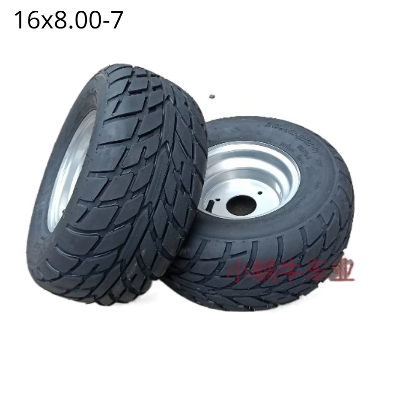 Four wheel Karting Dune buggy accessories 16X8.00-7 inch vacuum thickened road tire 3-hole hub