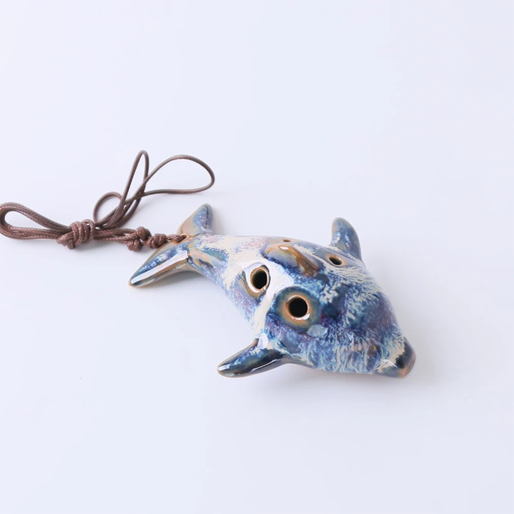 

1pc 6 Holes Ceramic Ocarina Flute Portable Musical Instrument Easy Learning Gift Fish Shape Colorful Wind Tool For s