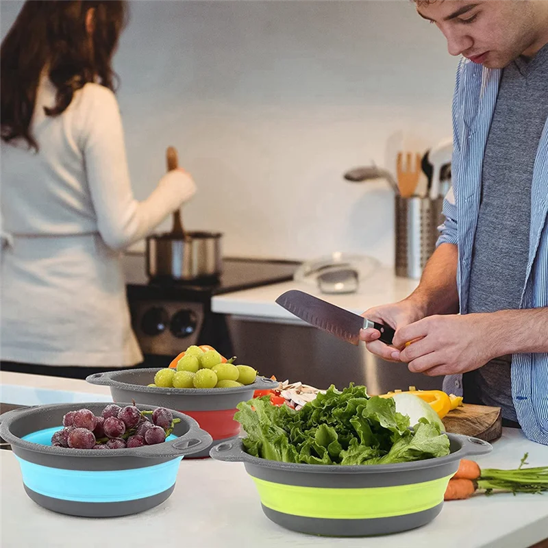 BHBL  Colander, Set of 3 PCS Strainer, Colander Perfect for Draining Pasta, Fruits and Vegetables