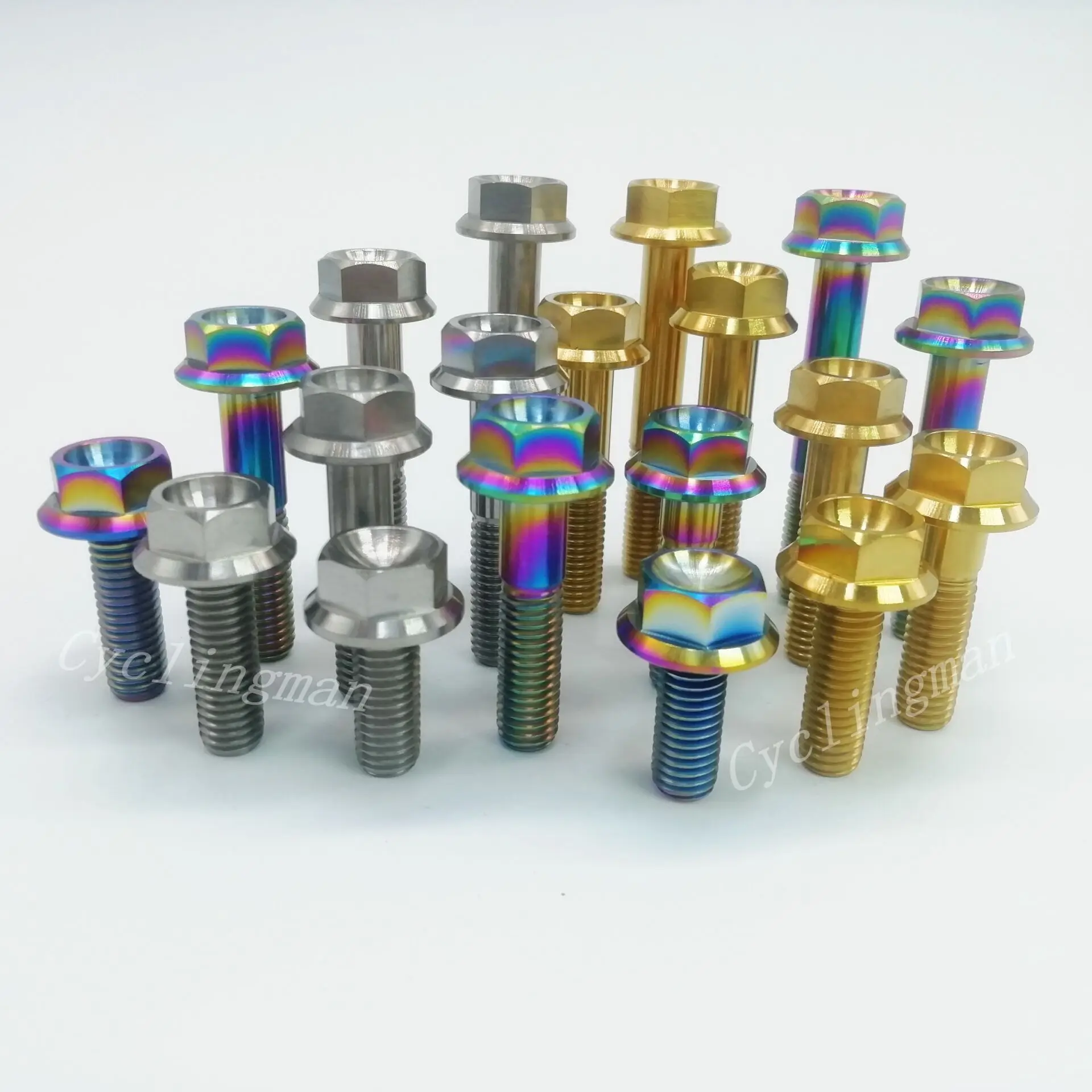 CyclingMan Titanium Ti Bolts Flange Hex Head Screws M8x20 25 30 35 40 45 55mm Fit For Motor Bicycle Car 1pc