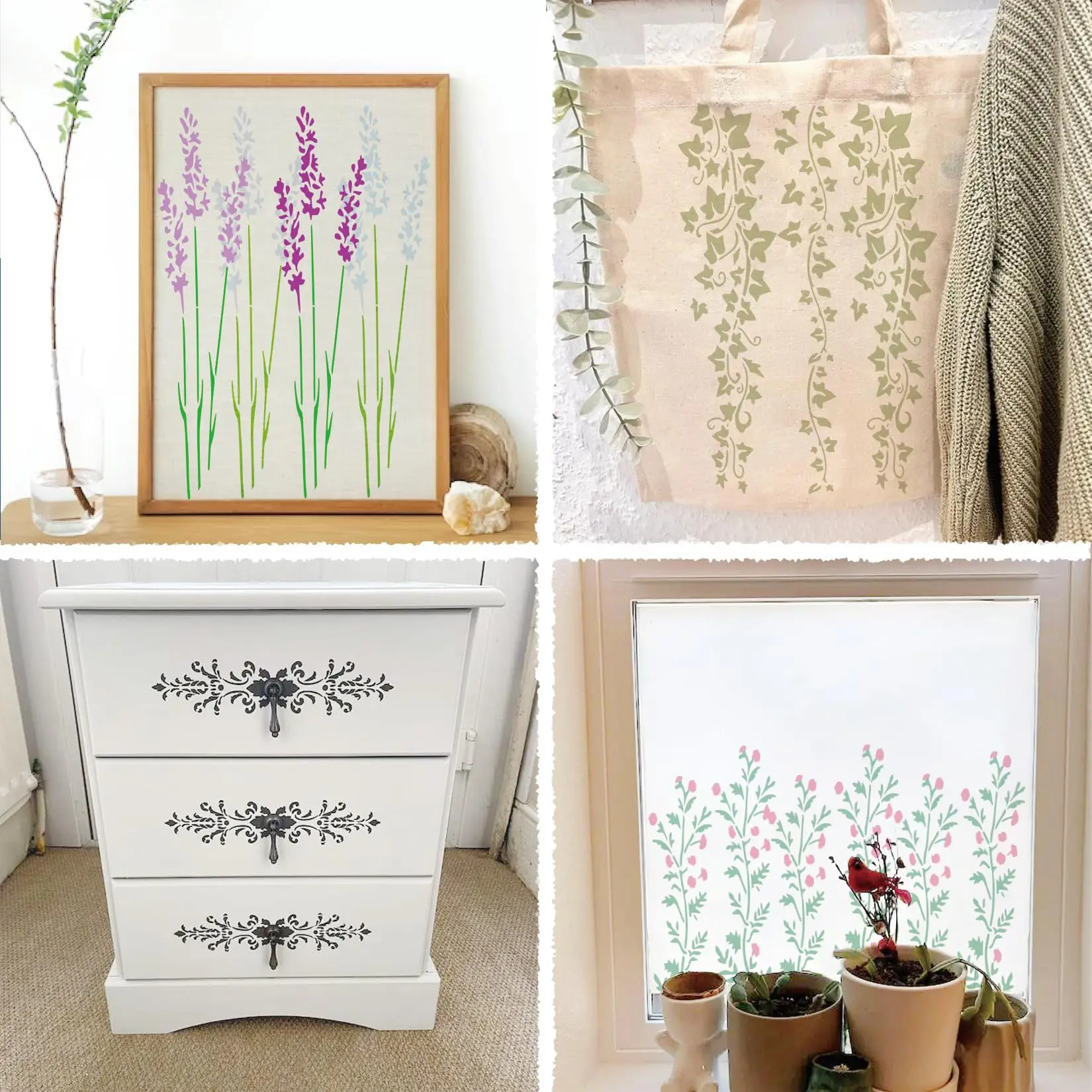 14Pcs 30cm Vine Large Border Flower DIY Layering Stencils Wall Painting Scrapbook Coloring Embossing Album Decorative Template
