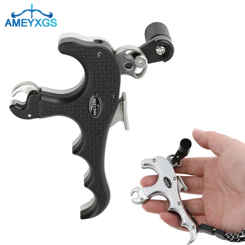 Archery Release Aids Stainless Steel 4 Finger Thumb Trigger Grip Caliper Release Aids Compound Bow Hunting Shooting Accessories