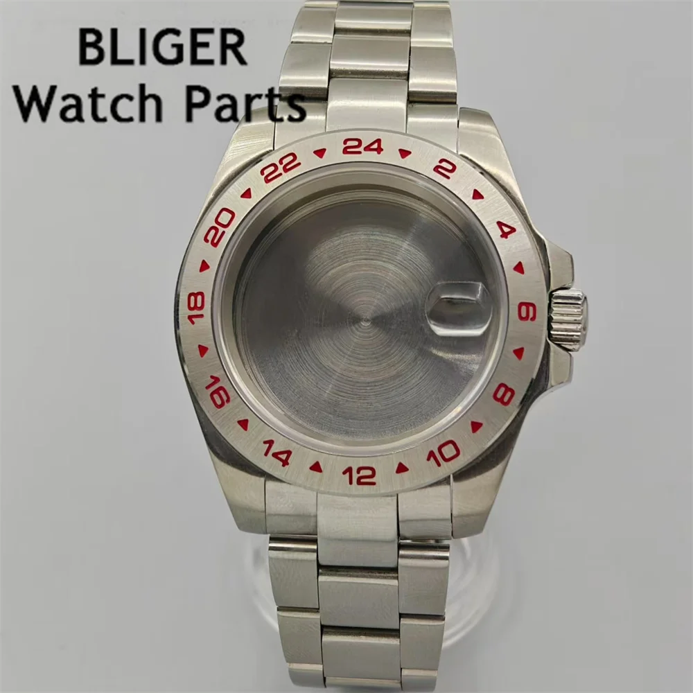 BLIGER 40mm Watch Case Fixed bezel Sapphire Glass fit NH35 NH36 NH34 ETA2824 PT5000 movement 10ATM Waterproof Steel Strap