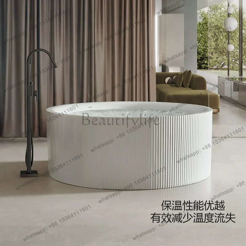 Acrylic Jacuzzi Household Freestanding Waterfall Surfing Bubble Round Double Bath