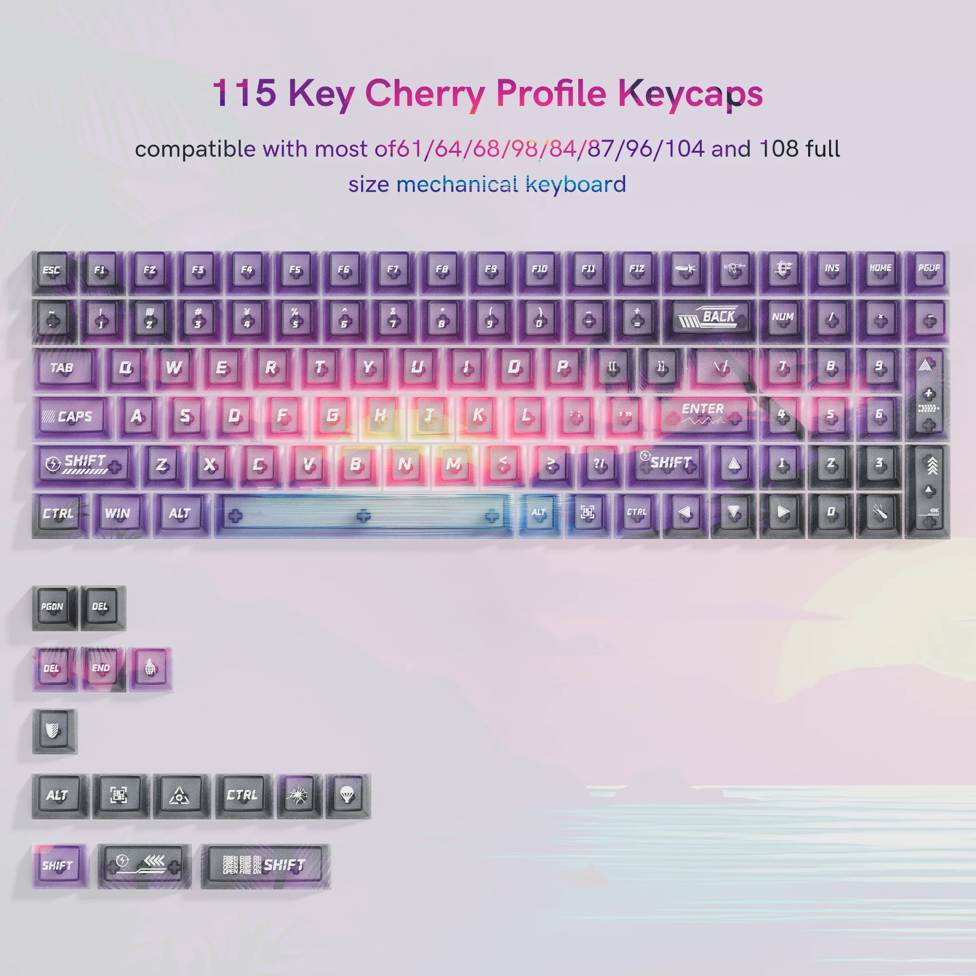115 مفتاحًا ملونًا على شكل نجمة شفافة وواضحة Keycap كريستال PC Keycap RGB يلمع من خلال غطاء المفتاح ملف الكرز للوحة المفاتيح MX Switch