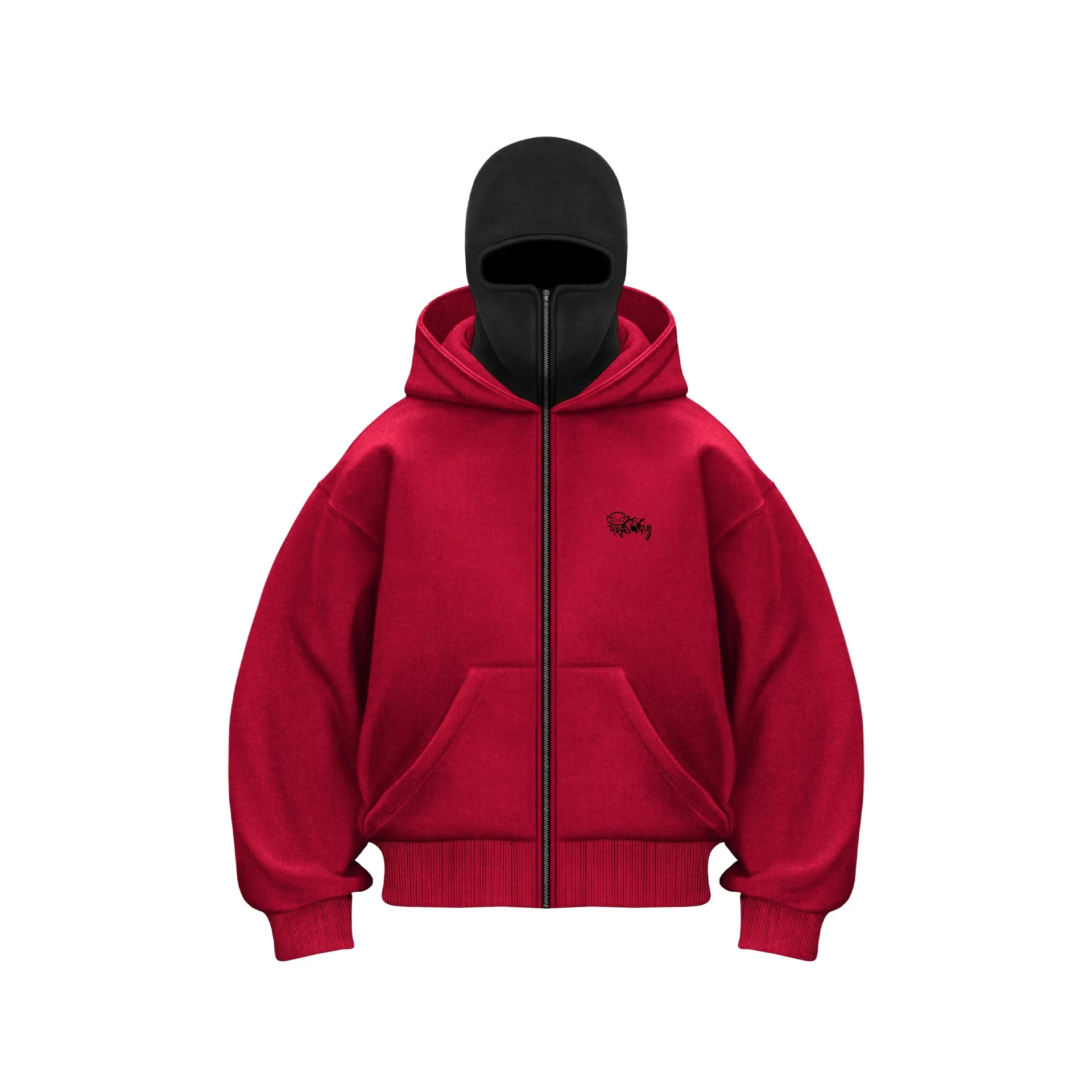Trendy Ins Harajuku Y2K Casual Zipper Double Hat Splicing Lixo Design Moda Gótico Hoodie Sportswear