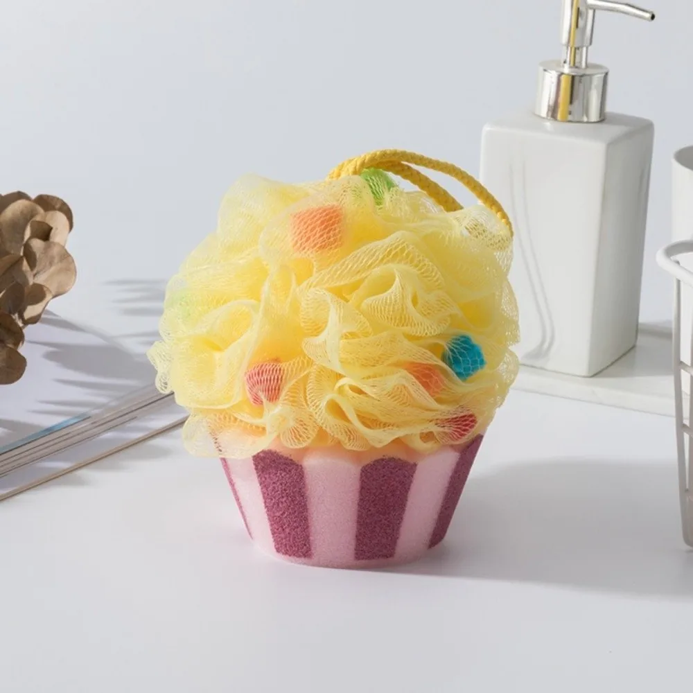 Cute Cartoon Shape Bath Bubble Ball Ice Cream Design Hanging Loop Foaming Sponge Simulation Cake Body Skin Cleaner Body Cleaning