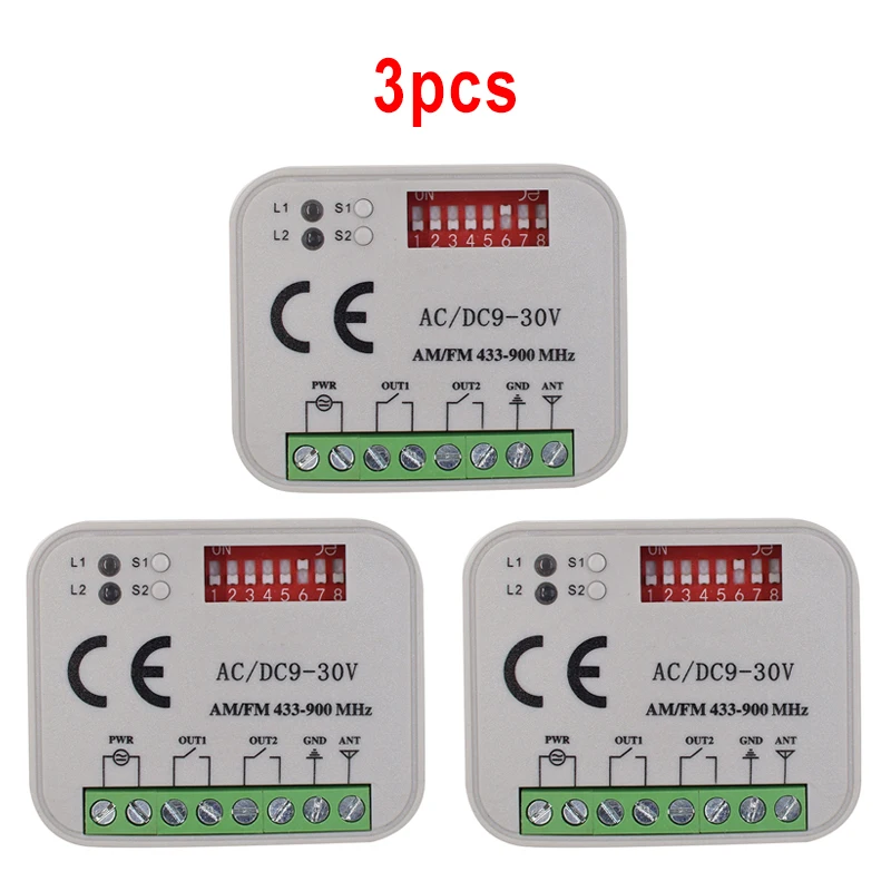 

3PCS Garage Gate Remote Receiver RX MULTI 300-900MHZ AC/DC 9-30V Receiver For Garage Door Command Gate Control Transmitter