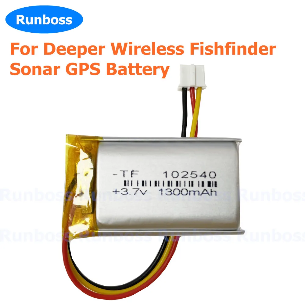 New 802540 952540 3.7V 1200mAh 1300mAh For Deeper Wireless Fishfinder Sonar GPS Battery 3-wire Plug