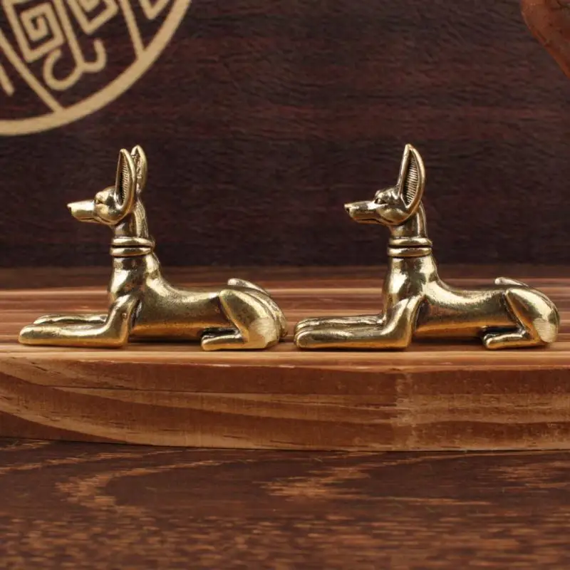 Hot Sale 1 Piece Exquisite Decorative Ornament Vintage Brass Egyptian Pharaoh Hound Statue For Home Office Cafe And Bookshelve
