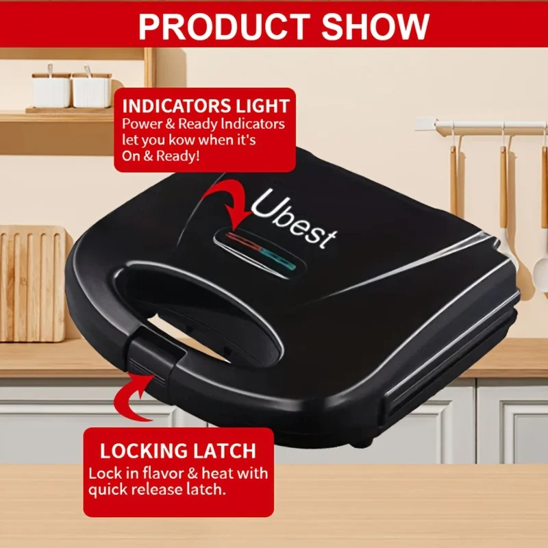 صانع الوافل 750 وات، صانع الإفطار الكهربائي للمطبخ، صانع الساندوتشات الكرتونية، صانع دونات منزلي، صانع أطباق الجوز