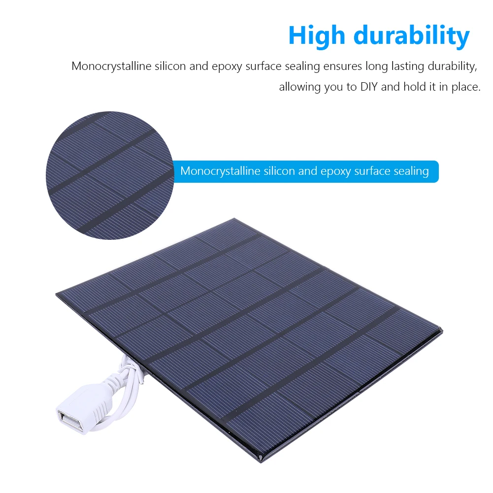 USB لوحة طاقة شمسية محمولة لتقوم بها بنفسك 5 واط 6 فولت لوحة شحن بالطاقة الشمسية لوحات الطوارئ الطاقة أحادية البلورية للتخييم في الهواء الطلق