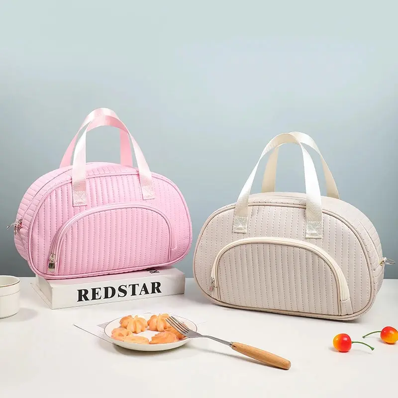 Lunch Bag for Women, Double Deck Lunch Box for Adults, PU Leather Lunch Tote Bag Insulated Lunch Bags for Work Office Picnic